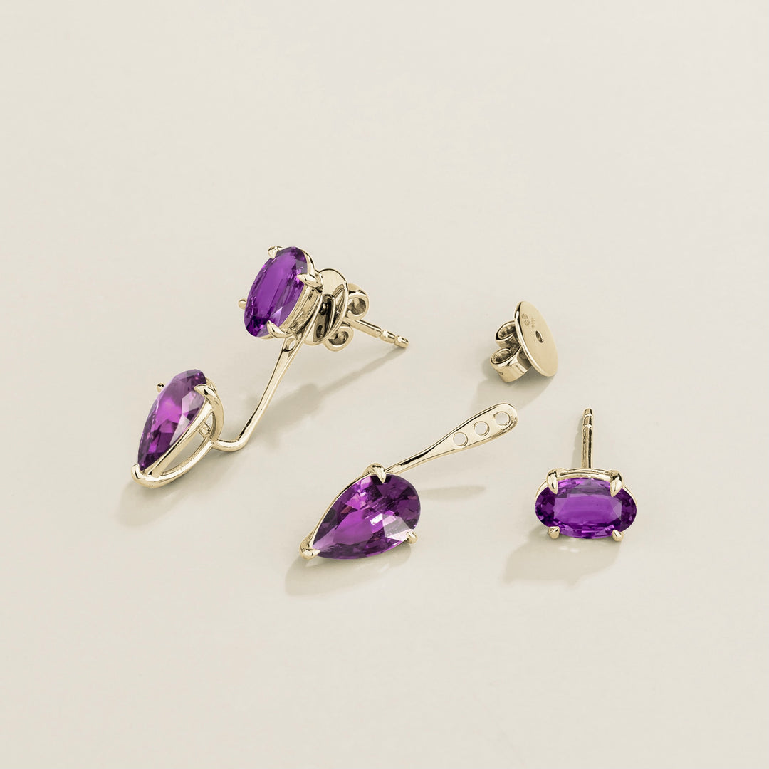 Juli white gold earrings set with Purple sapphires