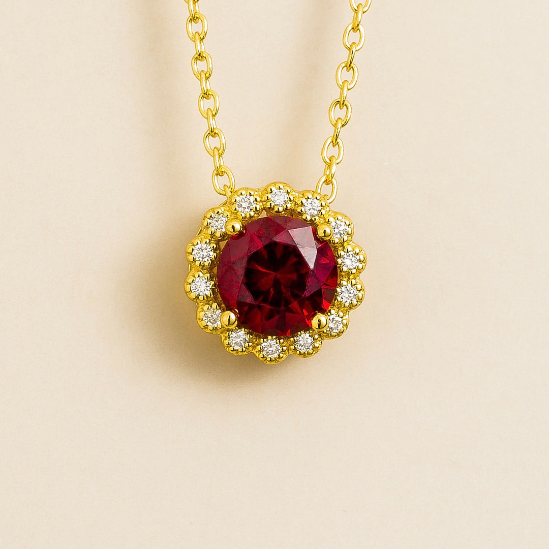 Solen Gold Necklace Set With Ruby & Diamond