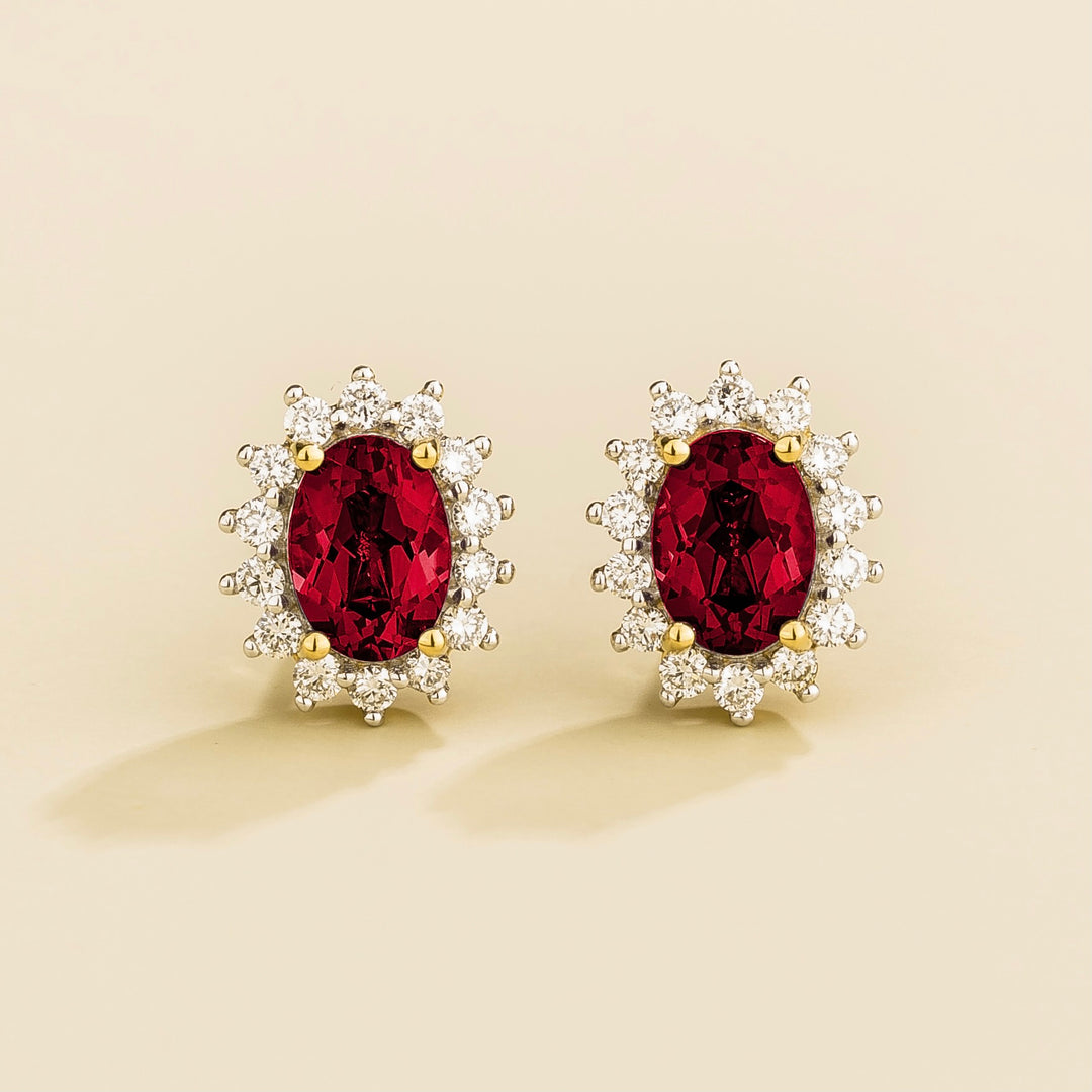 Divo Gold Earrings Set With Ruby & Diamond