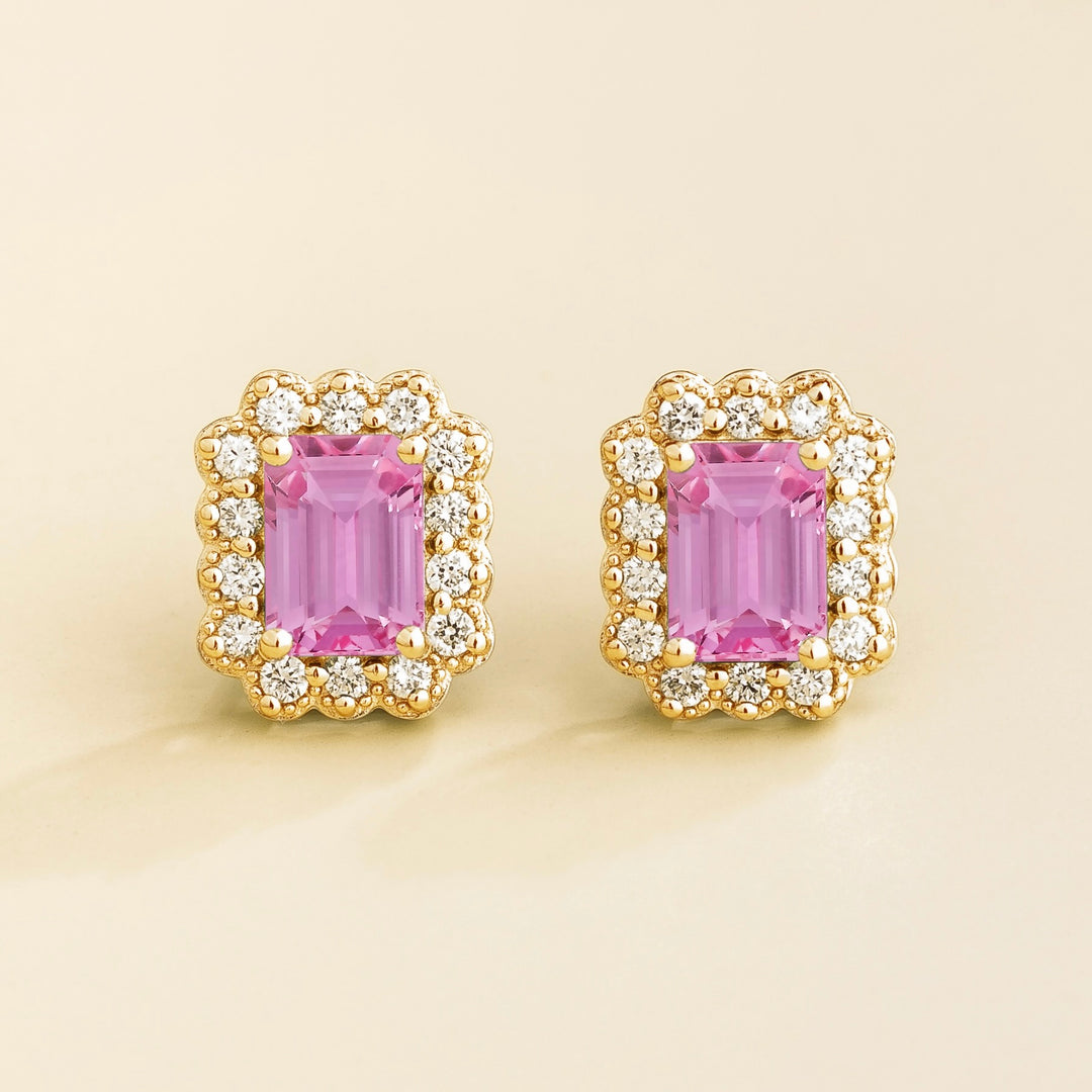 Verda Gold Earrings in Pink Sapphire & Diamond