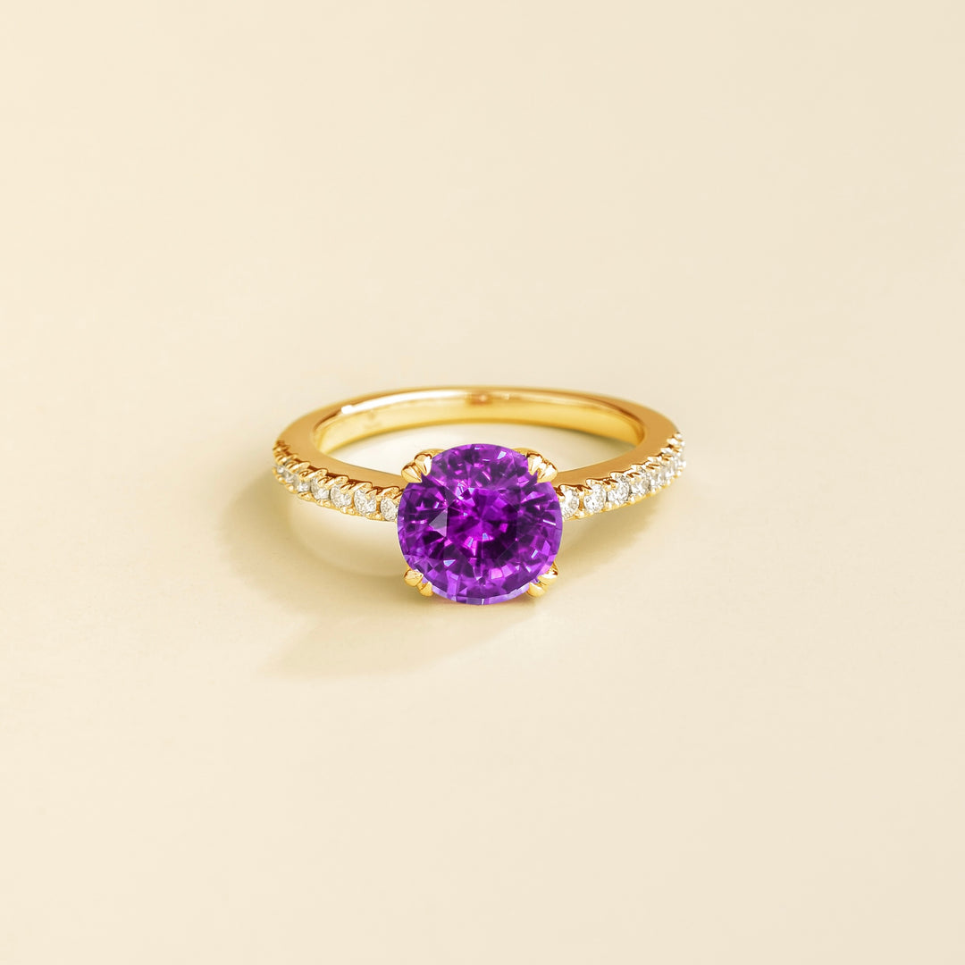 Solen gold ring Purple sapphire & Diamond