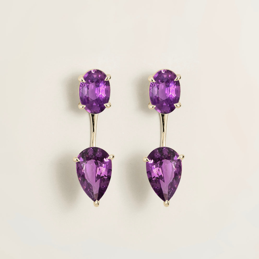 Juli white gold earrings set with Purple sapphires