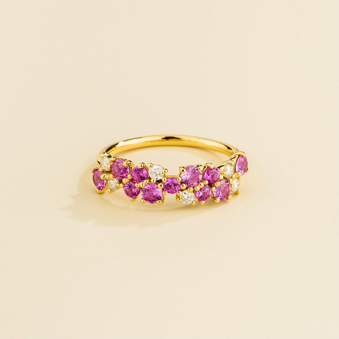 Starry Gold Ring Pink Sapphire & Diamond