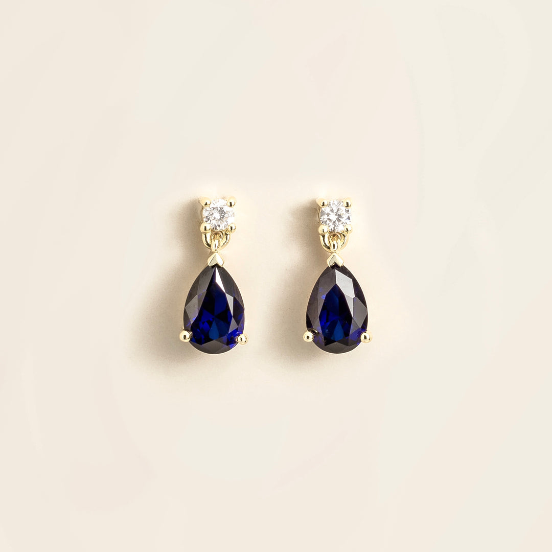 Pisa white gold earrings set with Blue sapphire & Diamond