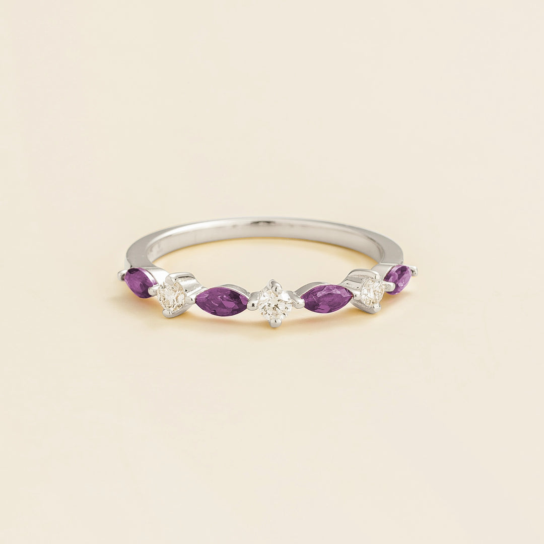 Markiz White Gold Ring In Purple Sapphire & Diamond