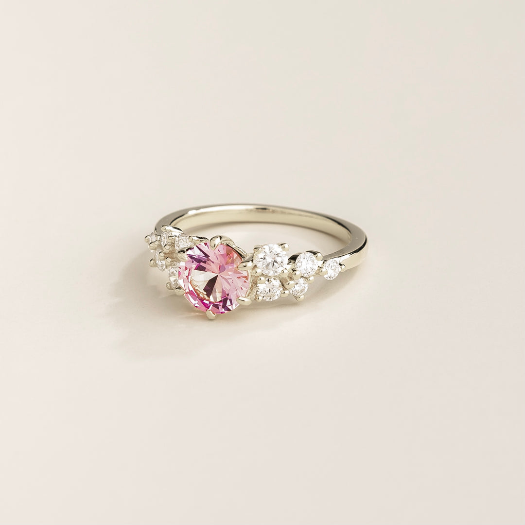 Floret White Gold Ring in Pink Sapphire & Diamonds