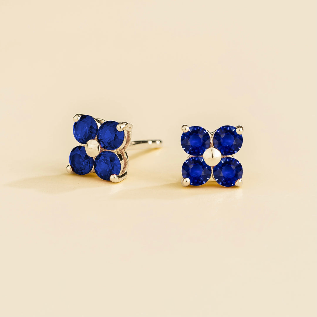 Petale white gold earrings set with Blue sapphires