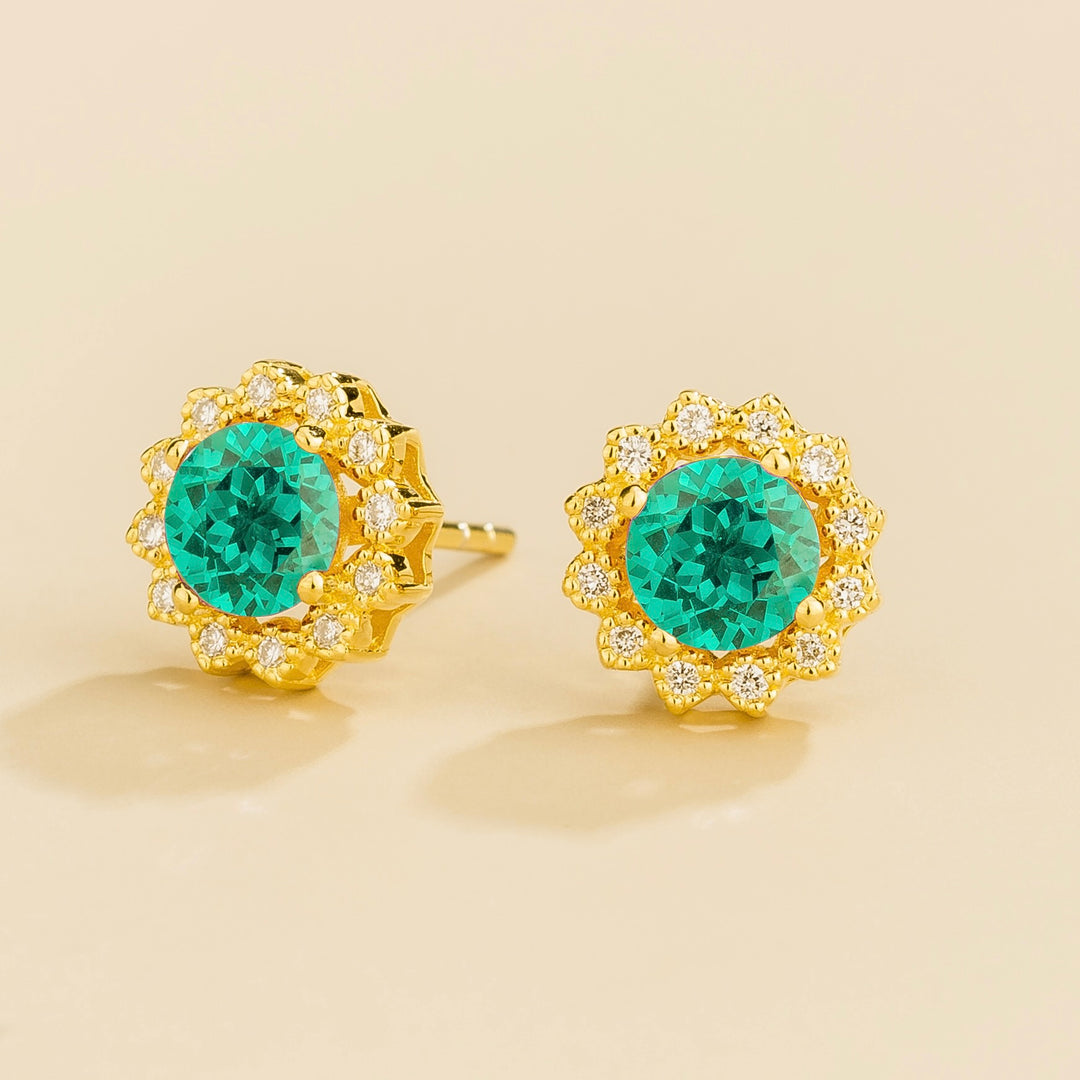 Solen Gold Earrings Set With Paraiba Sapphire & Diamond