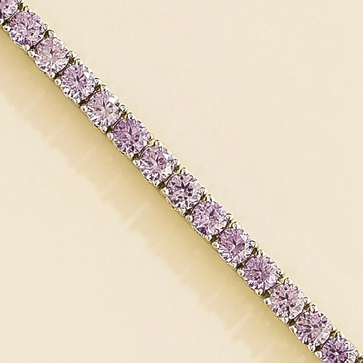 Ciclo White Gold Tennis Bracelet Set With Purple Sapphire