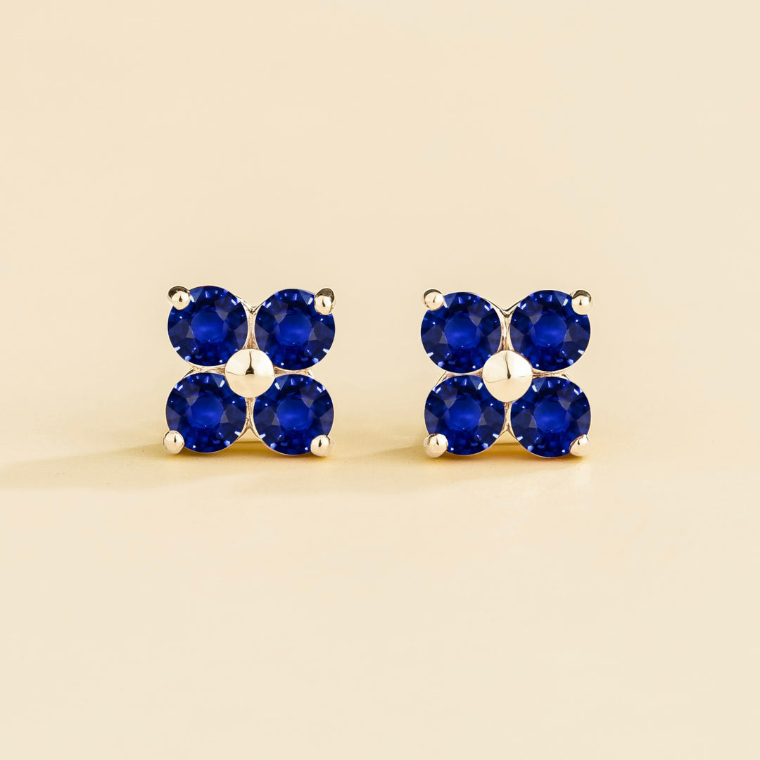 Petale white gold earrings set with Blue sapphires