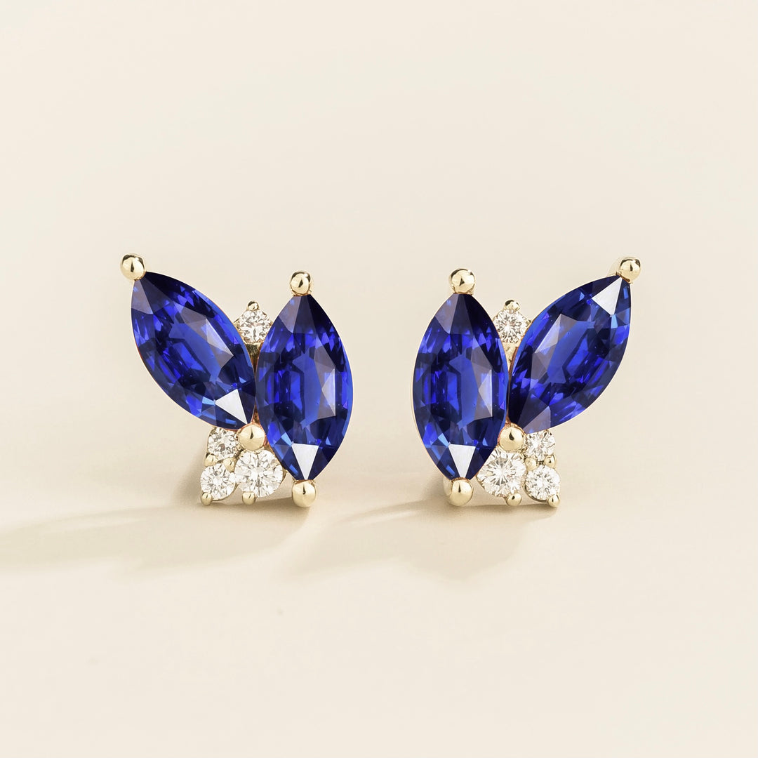 Vento White Gold Earrings Blue Sapphire & Diamond