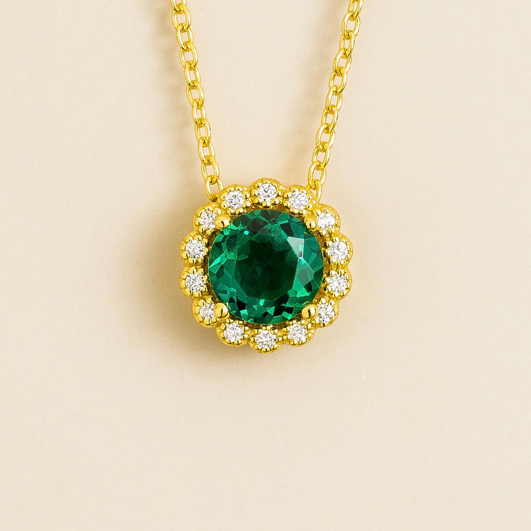 Solen Gold Necklace Set With Emerald & Diamond