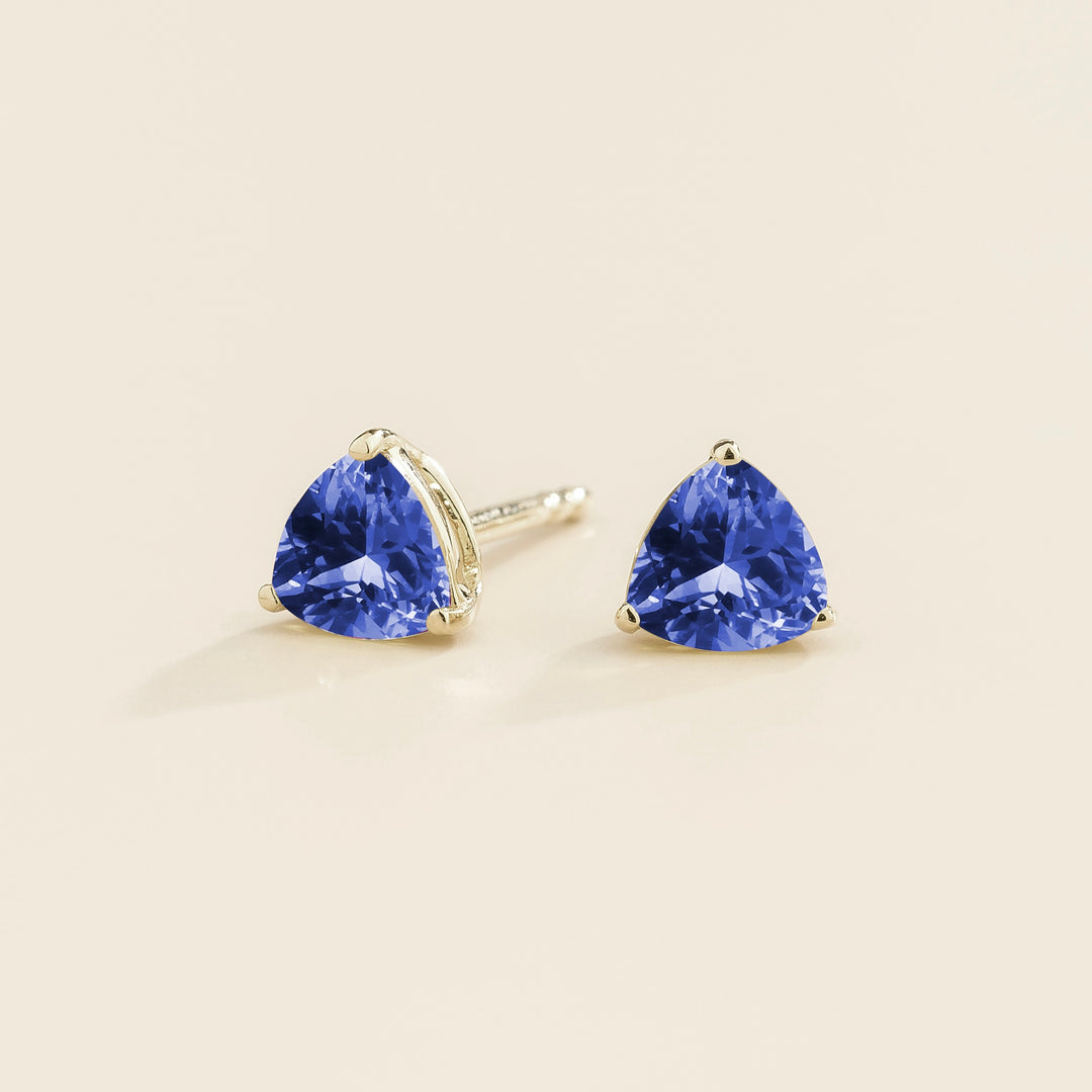 Trillion white gold earrings set with Blue sapphires