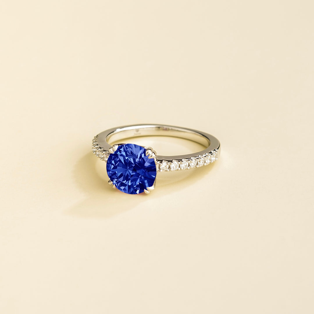 Solen white gold ring Blue sapphire & Diamond