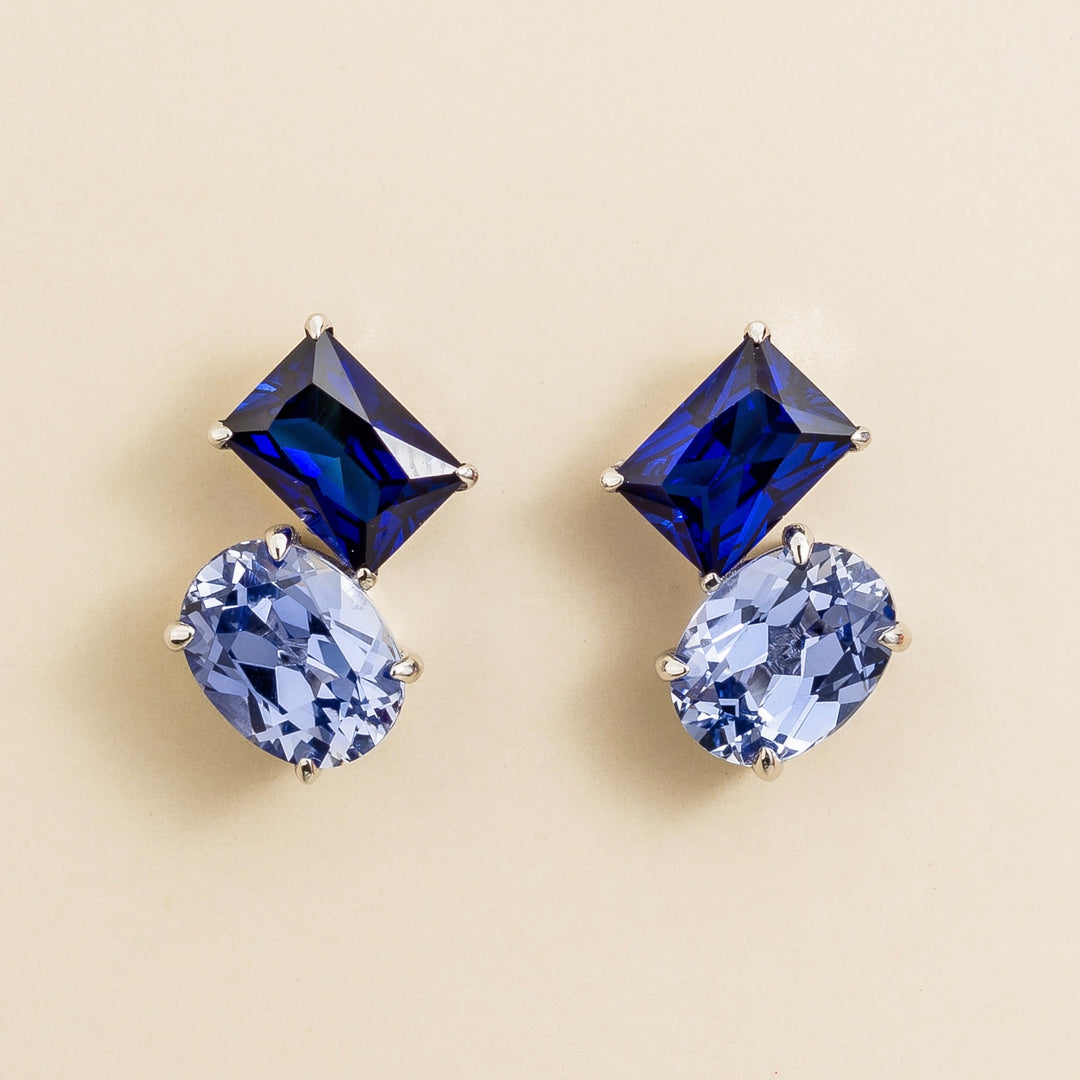 Buchon white gold earrings set with Blue sapphire