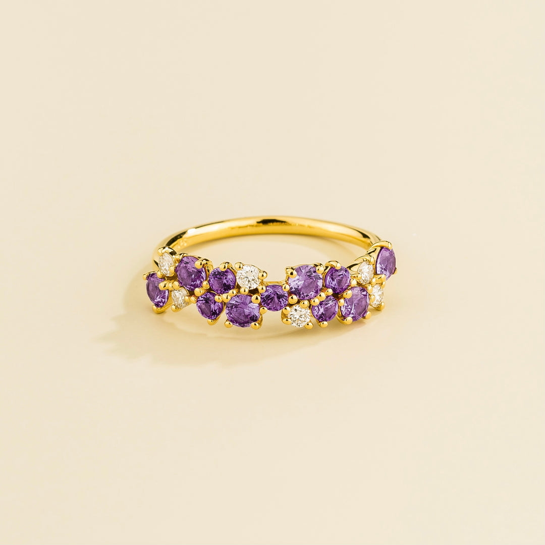 Starry Gold Ring Purple Sapphire & Diamond