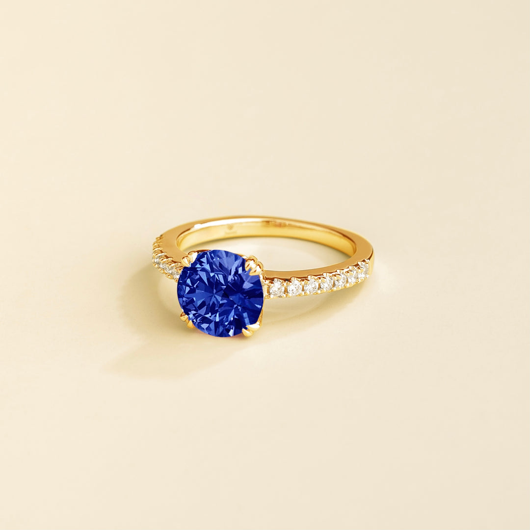 Solen gold ring Blue sapphire & Diamond