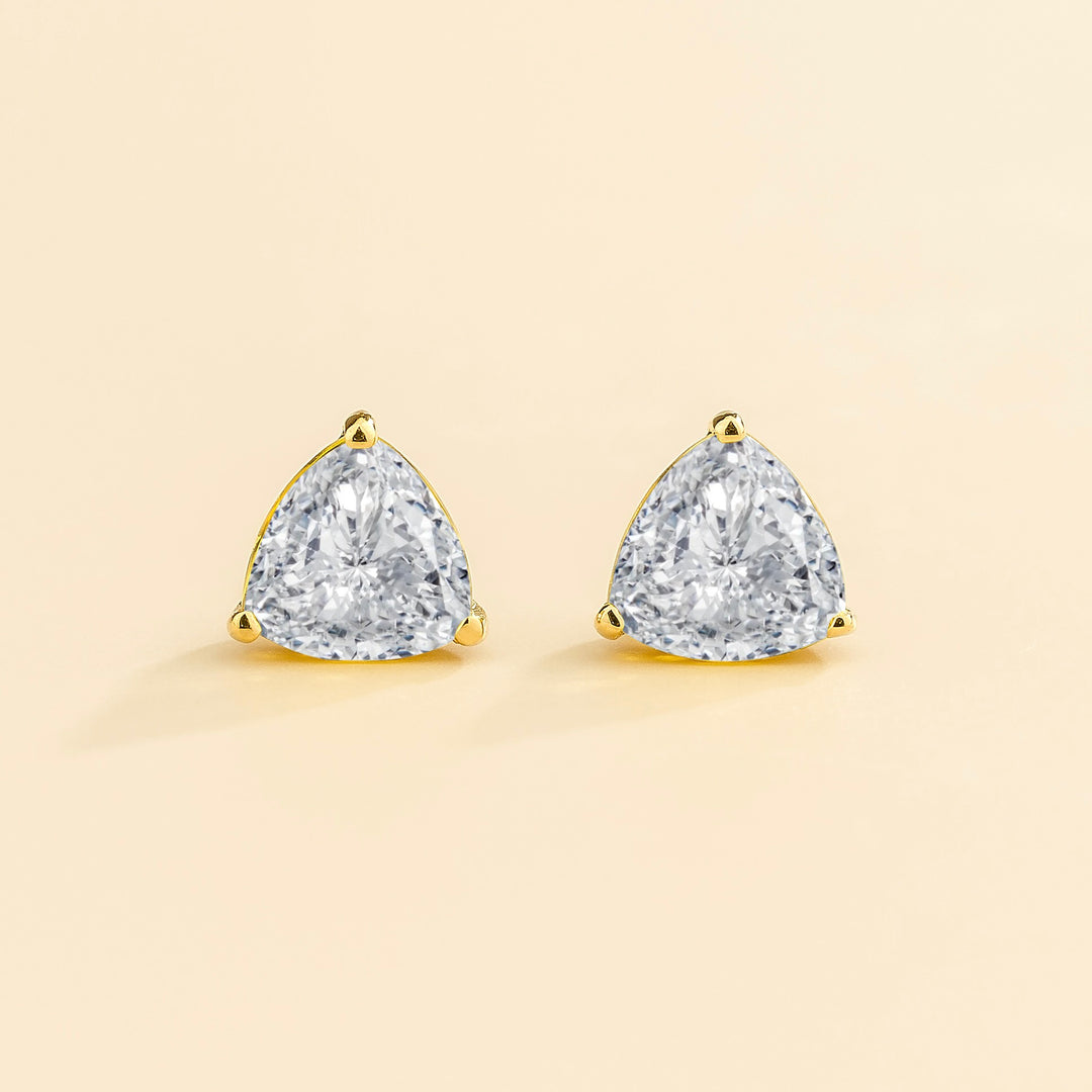 Trillion gold earrings set with Diamonds