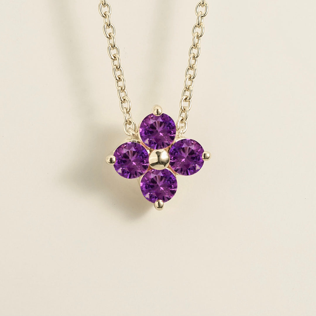 Petale White Gold Necklace Purple Sapphire