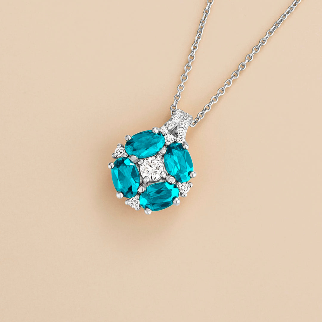 Pristi White Gold Necklace Diamond & Paraiba Sapphire