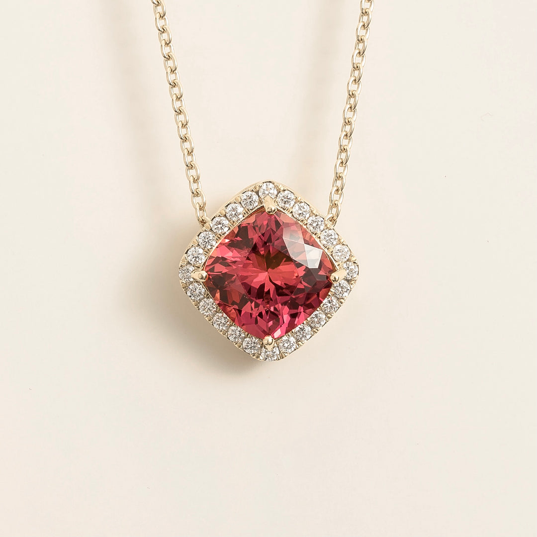 Pude White Gold Necklace Padparadscha sapphire & Diamond