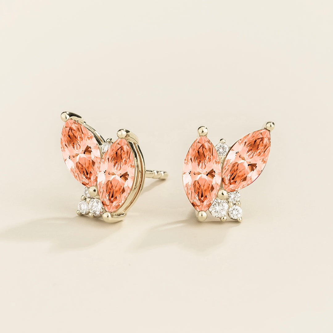 Vento White Gold Earrings Padparadscha Sapphire & Diamond