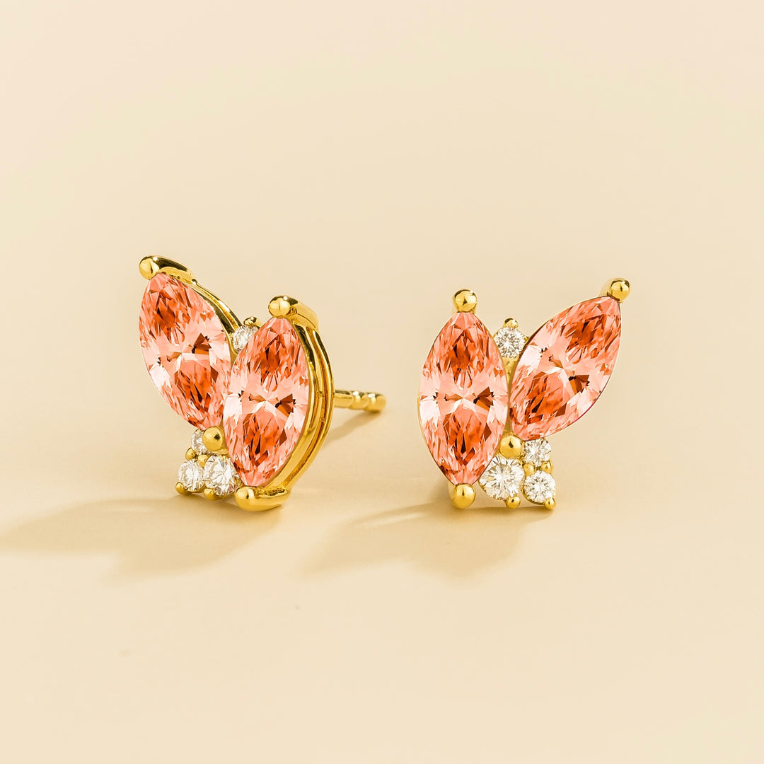 Vento Gold Earrings Padparadscha Sapphire & Diamond