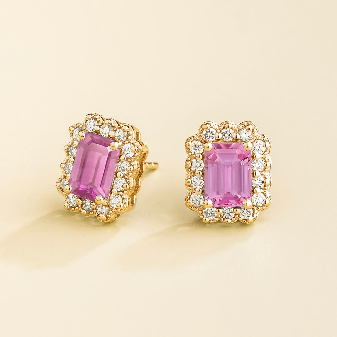 Verda Gold Earrings in Pink Sapphire & Diamond