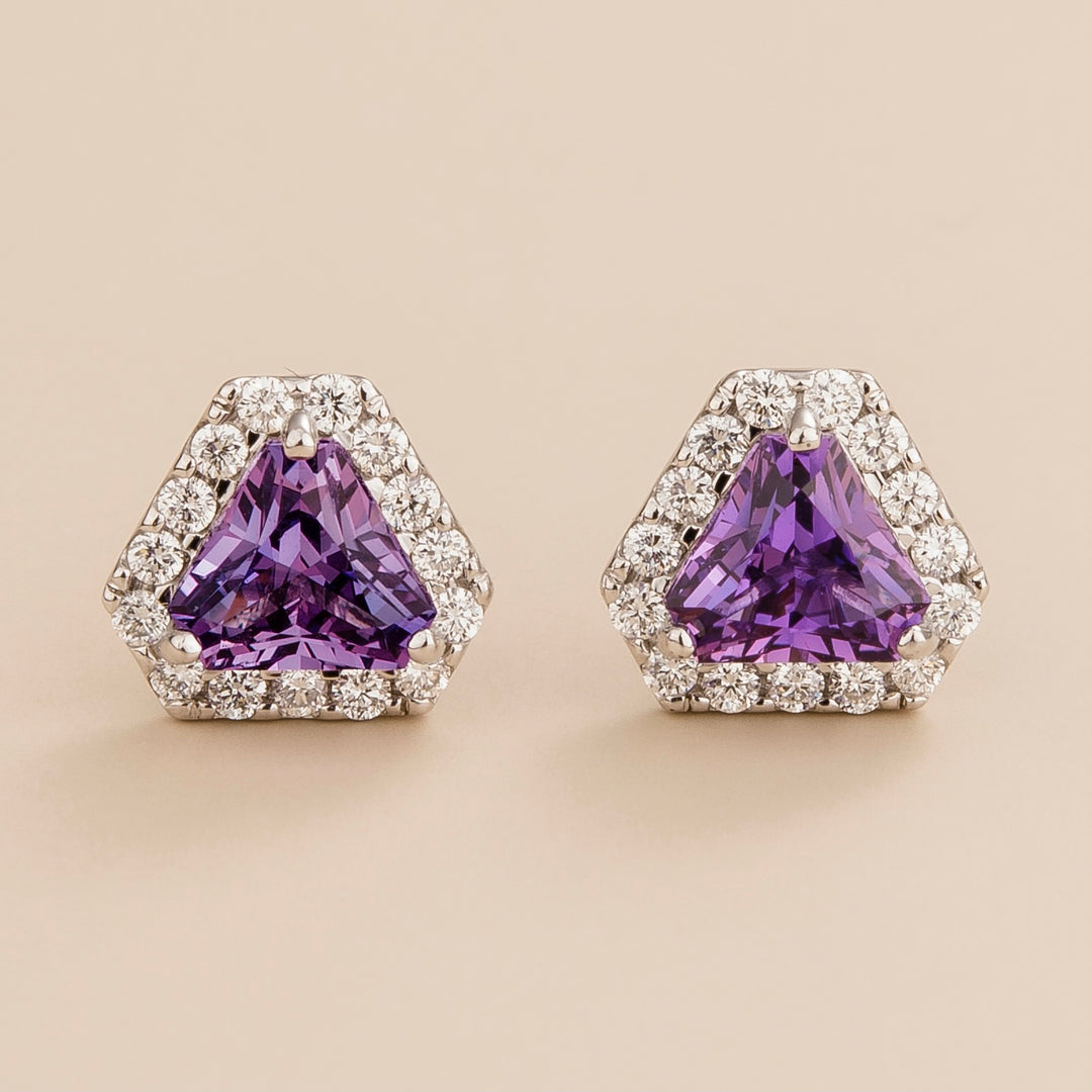 Diana White Gold Earrings Purple Sapphire & Diamond