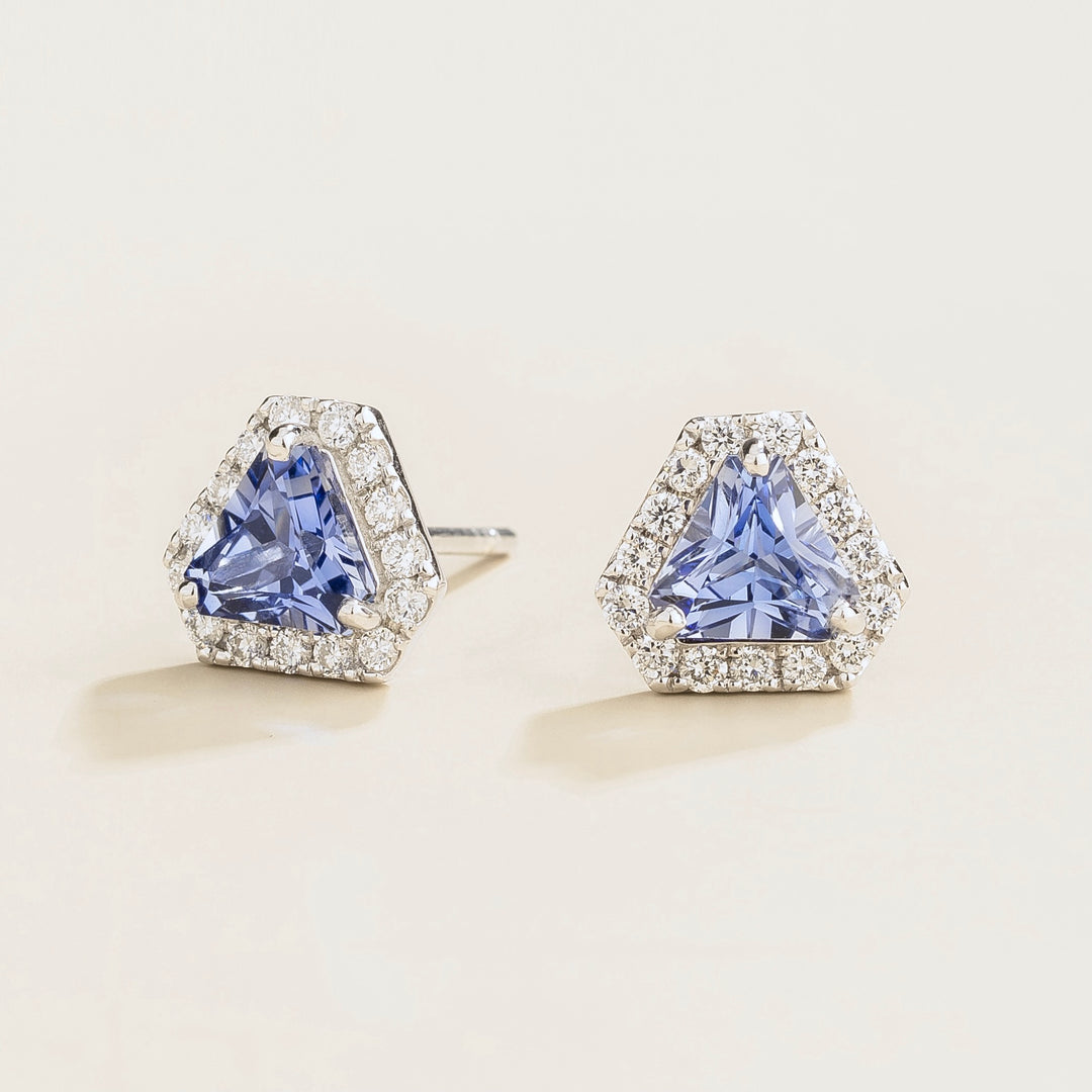 Diana White Gold Earrings Pastel Blue Sapphire & Diamond