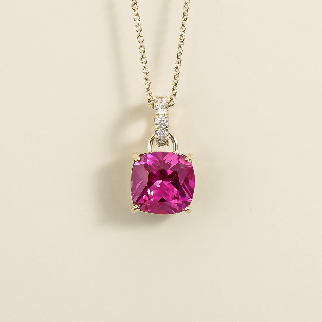 Oreol pendant necklace in Pink sapphire & Diamond set in White gold