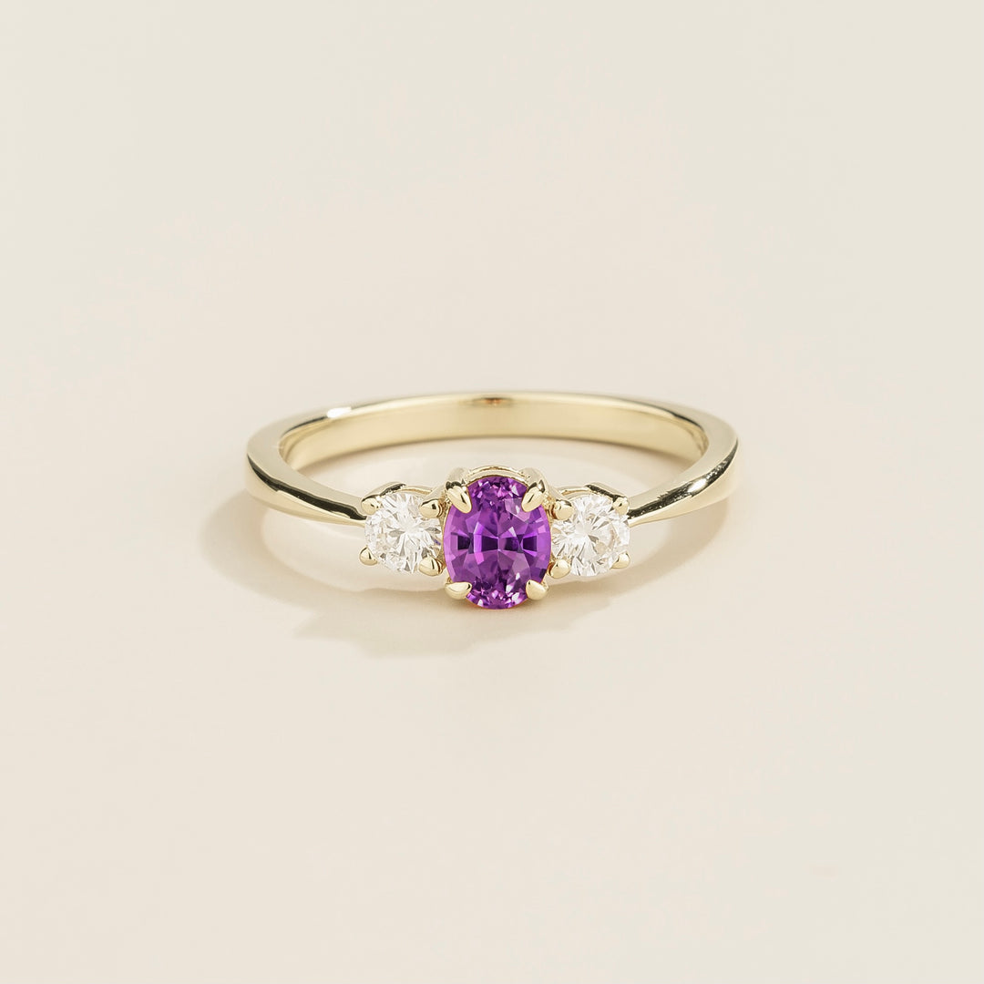 Boble white gold ring set with Purple sapphire and Diamonds