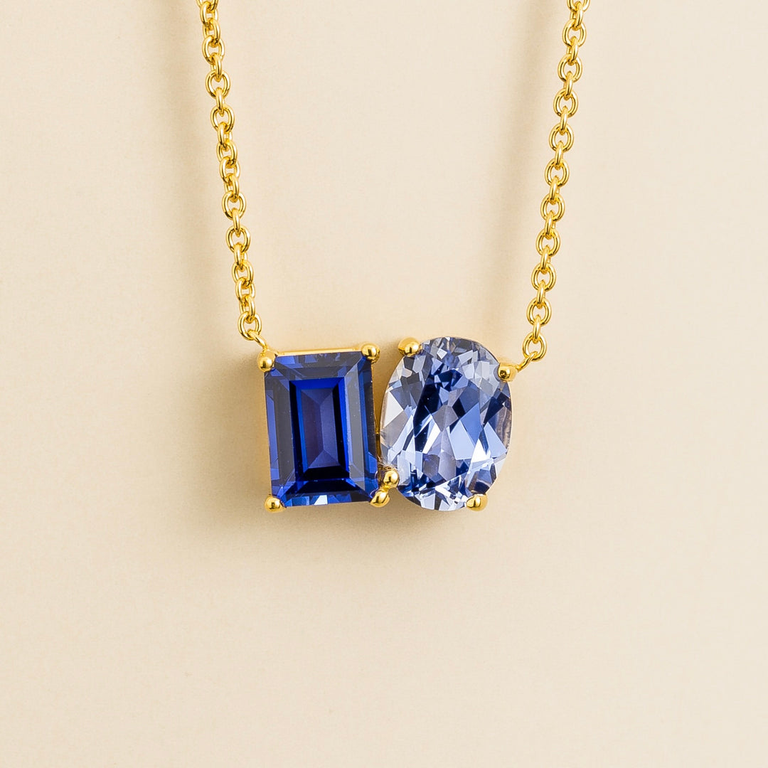 Buchon gold necklace set with Blue sapphire