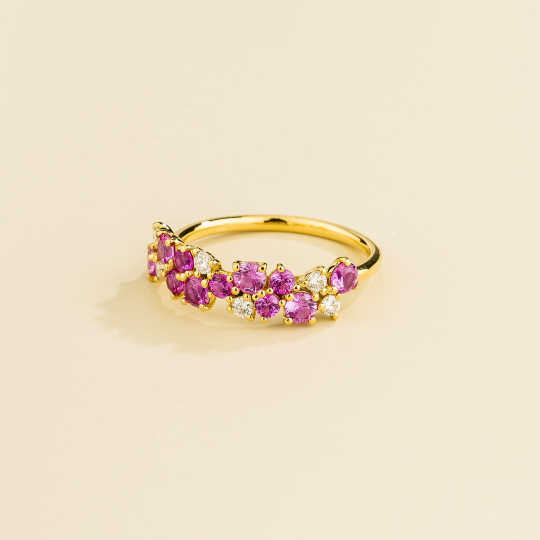 Starry Gold Ring Pink Sapphire & Diamond