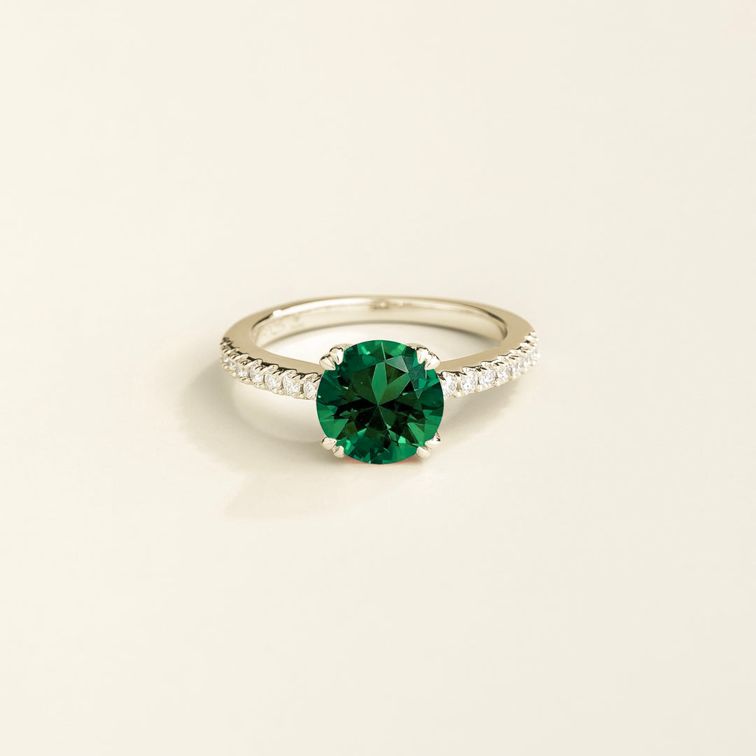 Solen white gold ring Emerald sapphire & Diamond