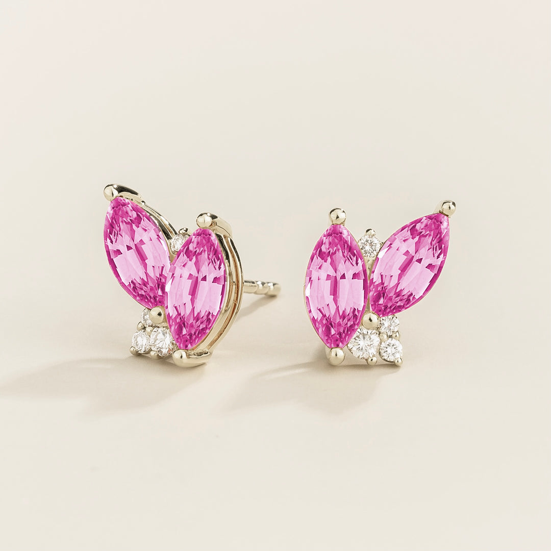 Vento White Gold Earrings Pink Sapphire & Diamond