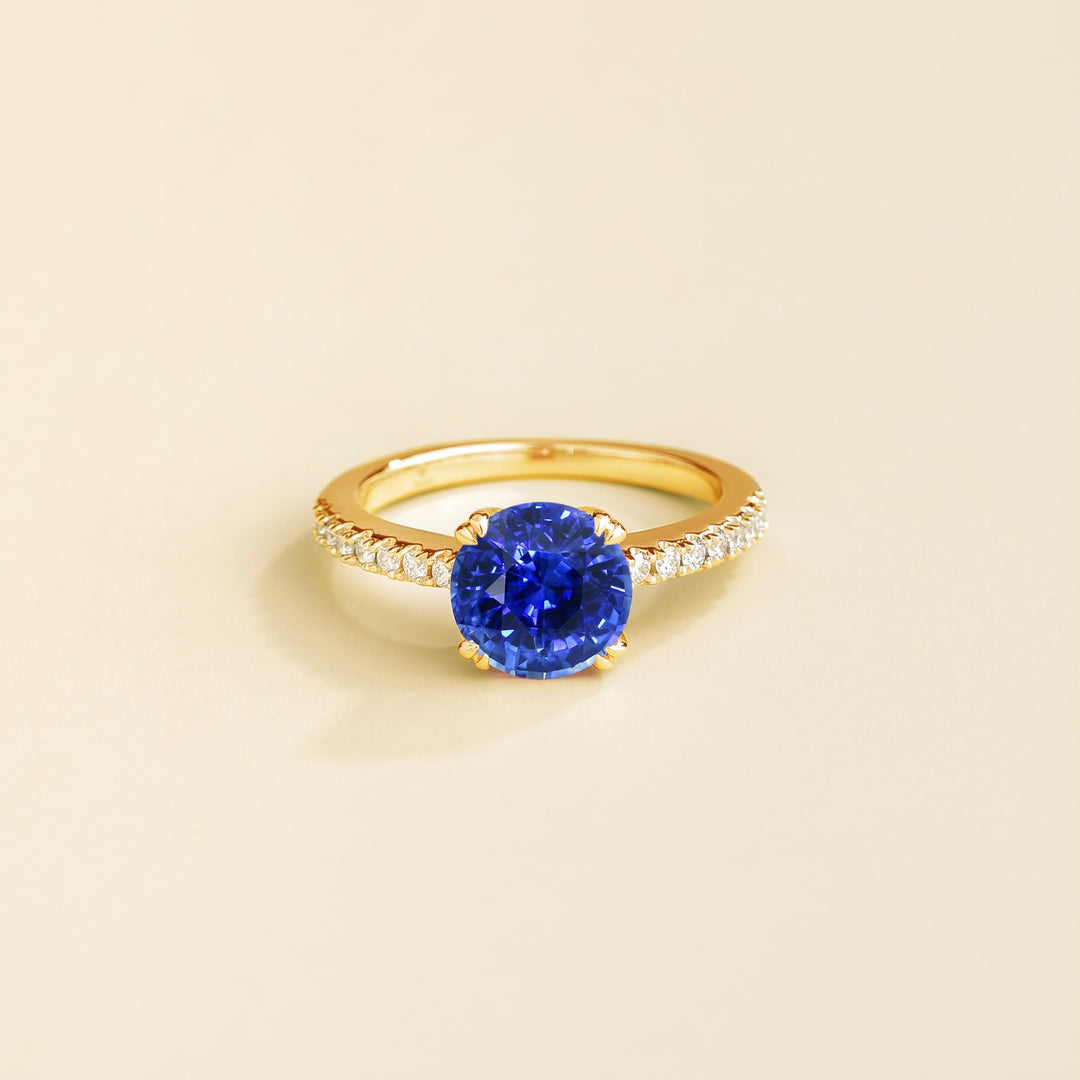 Solen gold ring Blue sapphire & Diamond