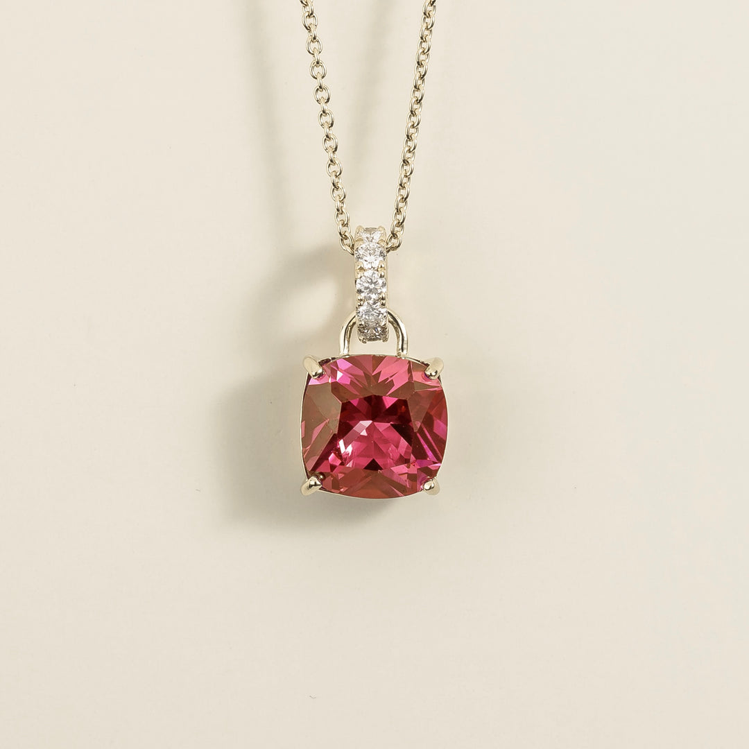 Oreol pendant necklace in Padparadscha sapphire & Diamond set in White gold