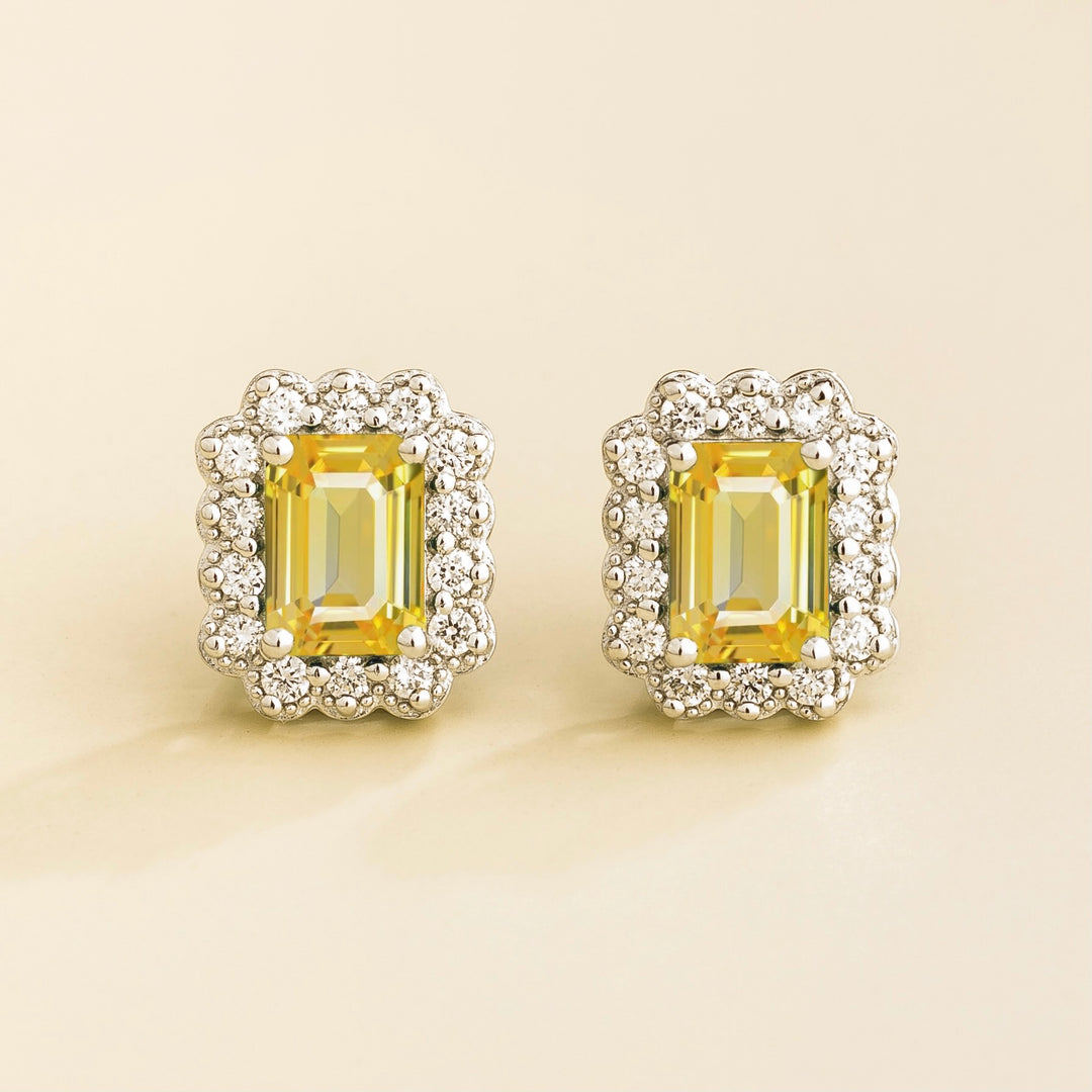 Verda White Gold Earrings Yellow sapphire & Diamond