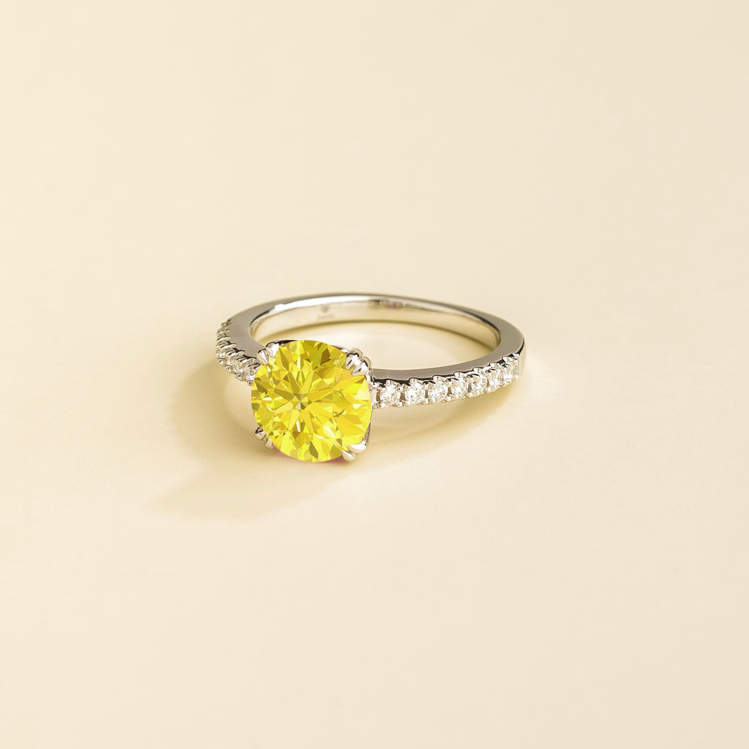 Solen white gold ring Yellow sapphire & Diamond