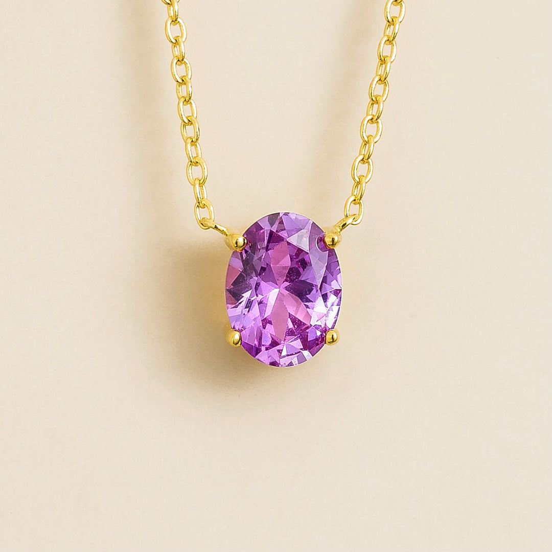 Ovo gold necklace set with Purple sapphire