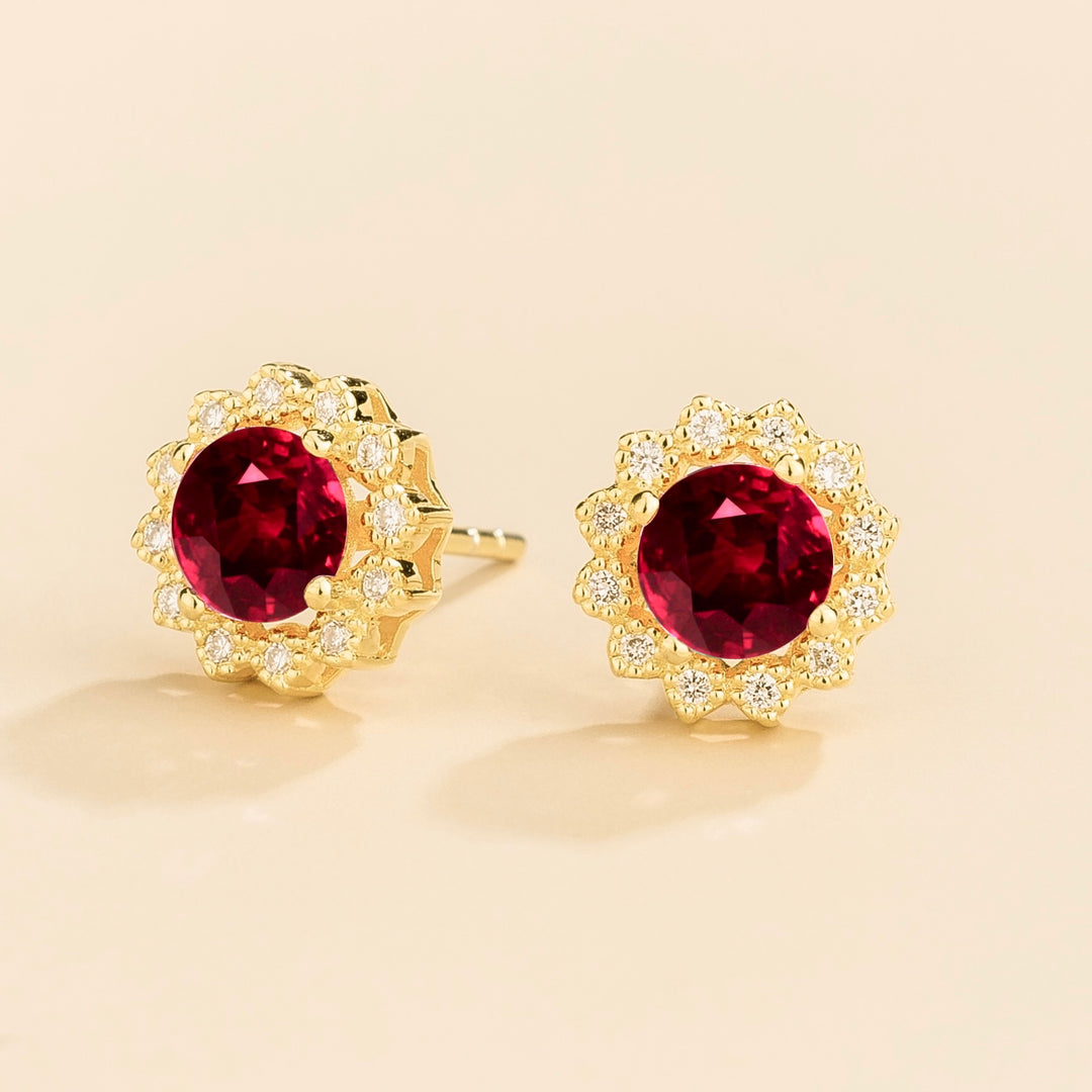 Solen Gold Earrings Set With Ruby & Diamond