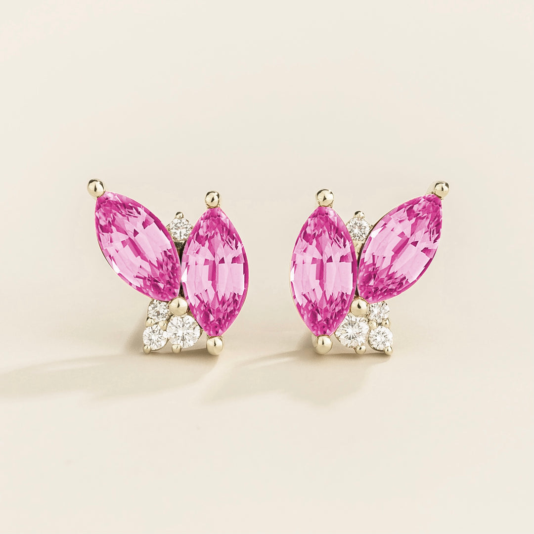 Vento White Gold Earrings Pink Sapphire & Diamond