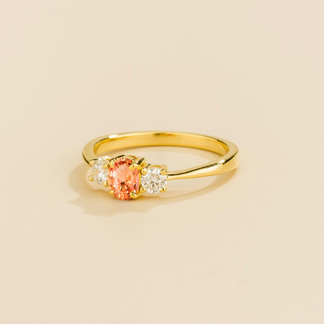 Boble gold ring set with Padparadscha sapphire and Diamonds