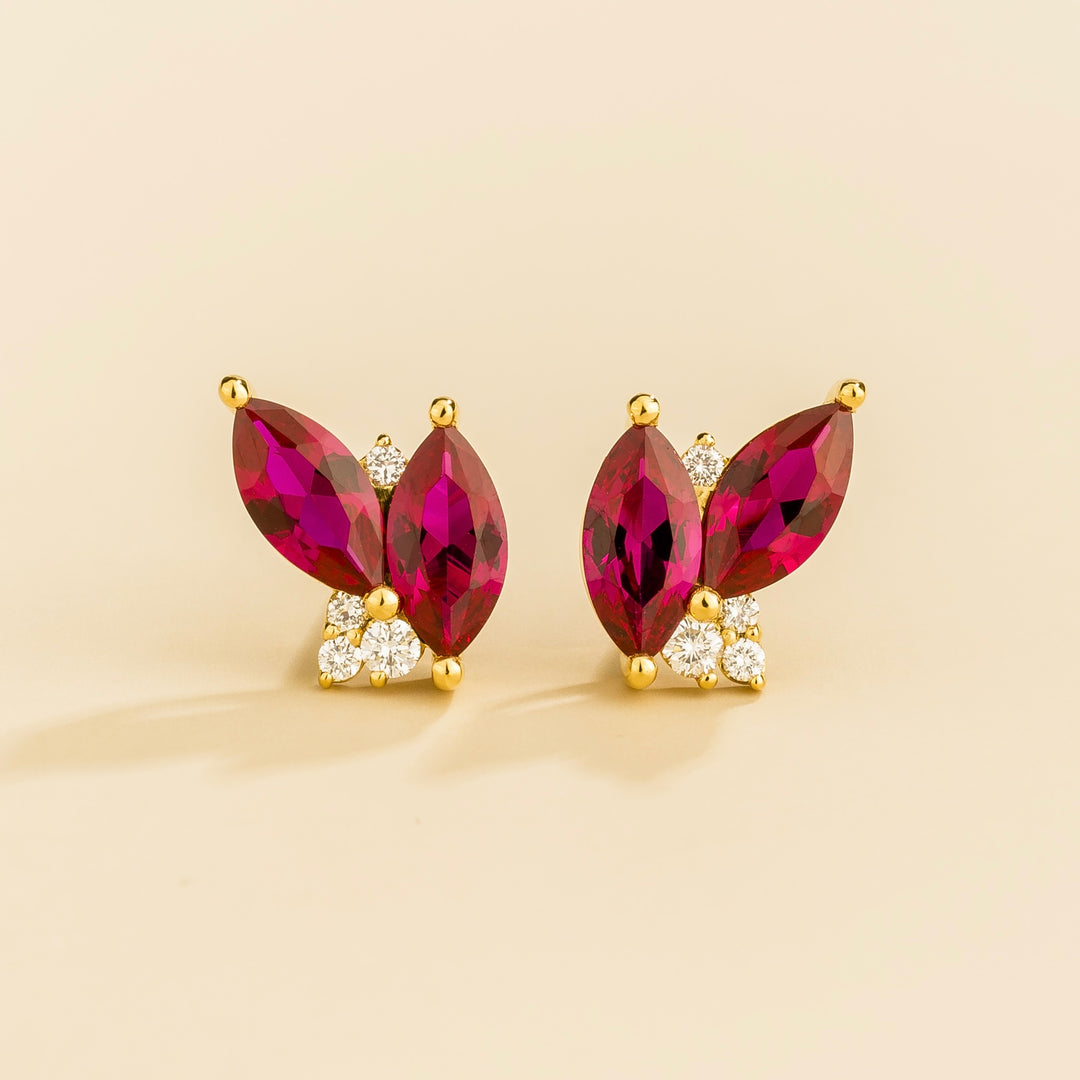 Vento Gold Earrings Ruby & Diamond