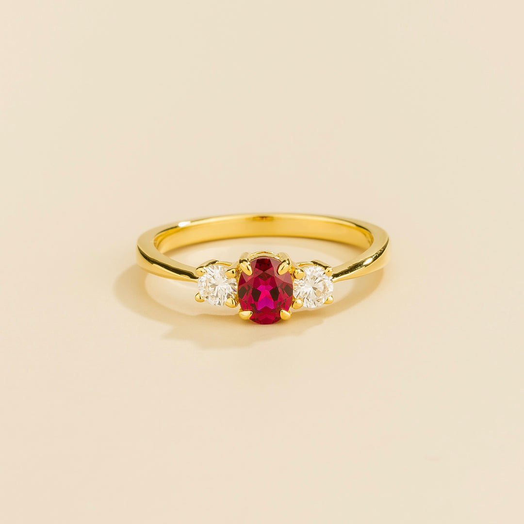 Boble gold ring set with Ruby and Diamonds