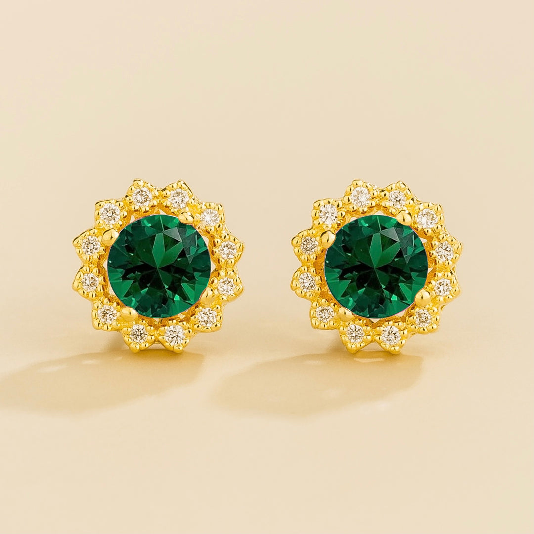 Solen Gold Earrings Set With Emerald & Diamond