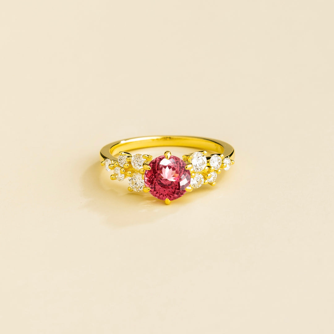 Movi gold ring in Padparadscha sapphire & Diamonds