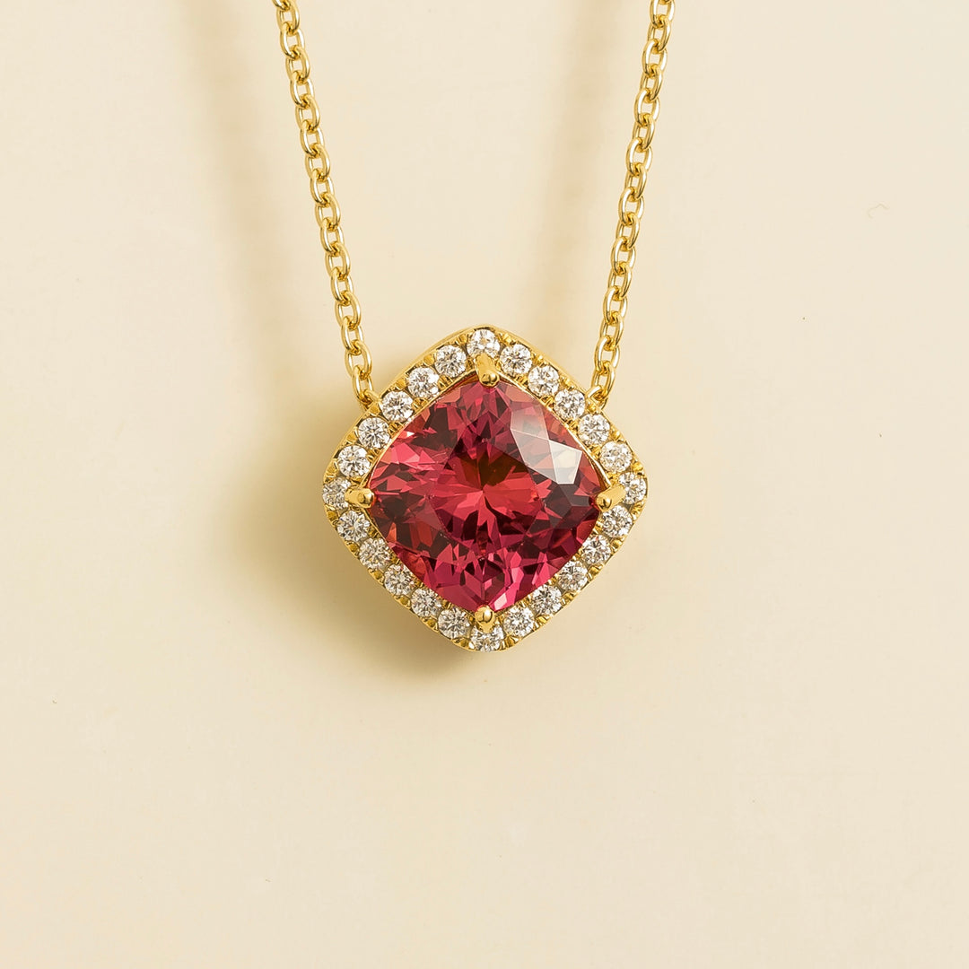 Pude Gold Necklace Padparadscha sapphire & Diamond