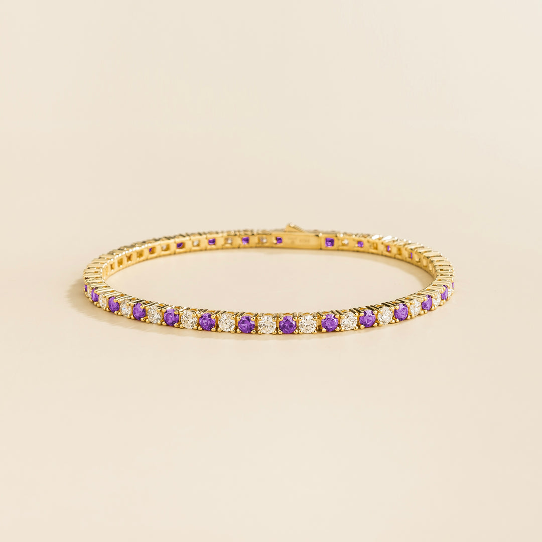 Ciclo gold tennis bracelet set with Purple sapphire and Diamond